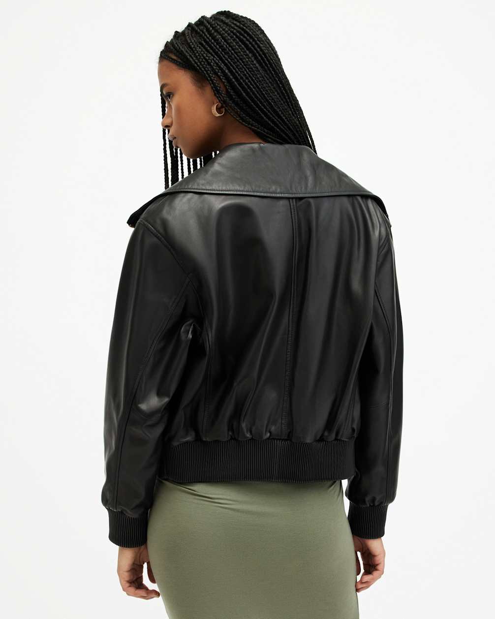Women's Regular Fit Bomber Leather Jacket