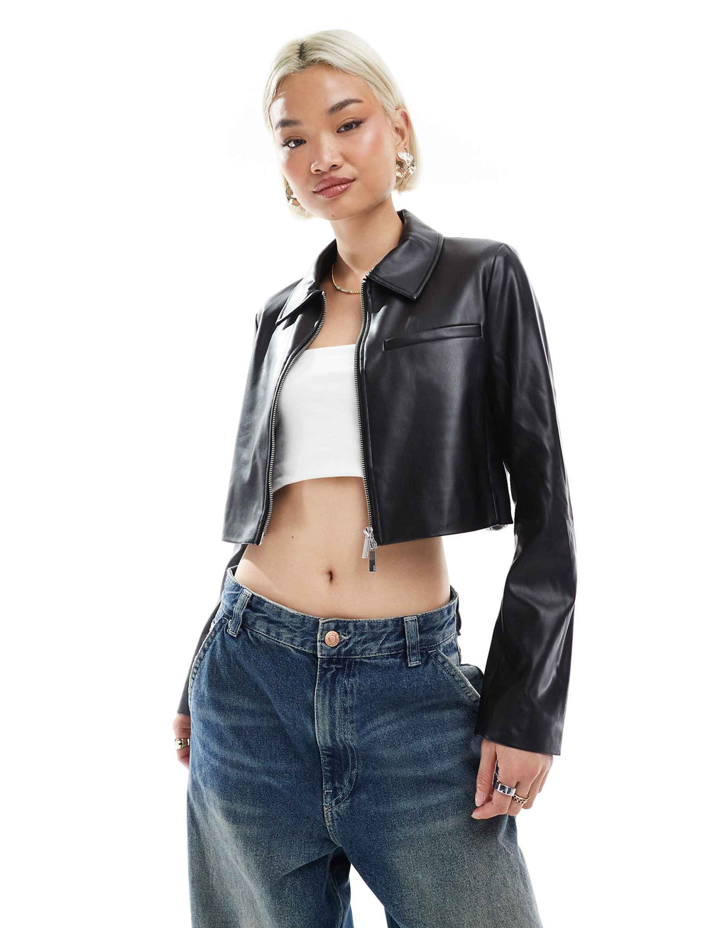 Women's Regular Fit Faux Leather Jacket