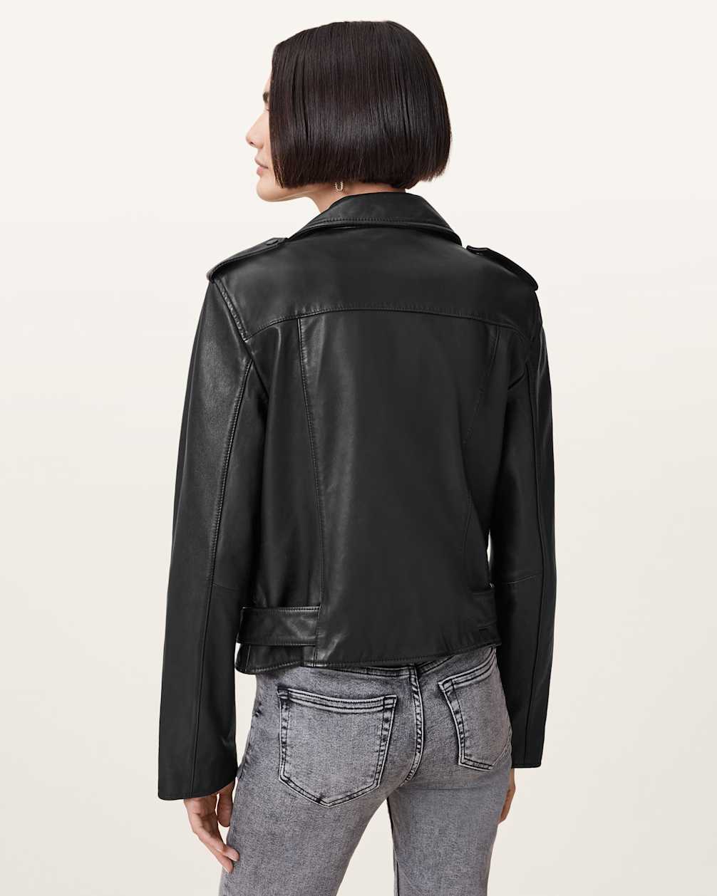 Women's Regular Fit Long Sleeve Leather Biker Jacket