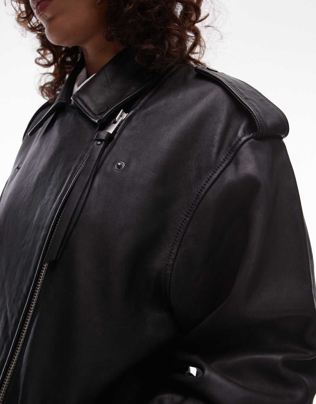 Women's Relaxed Fit leather biker jacket