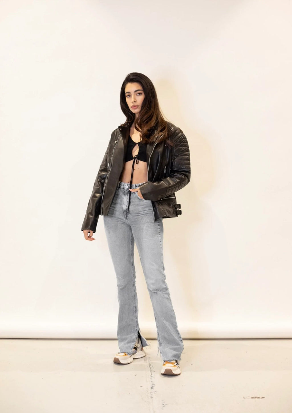 Women's Retro Y2K Racer Oversized Biker Leather Jacket