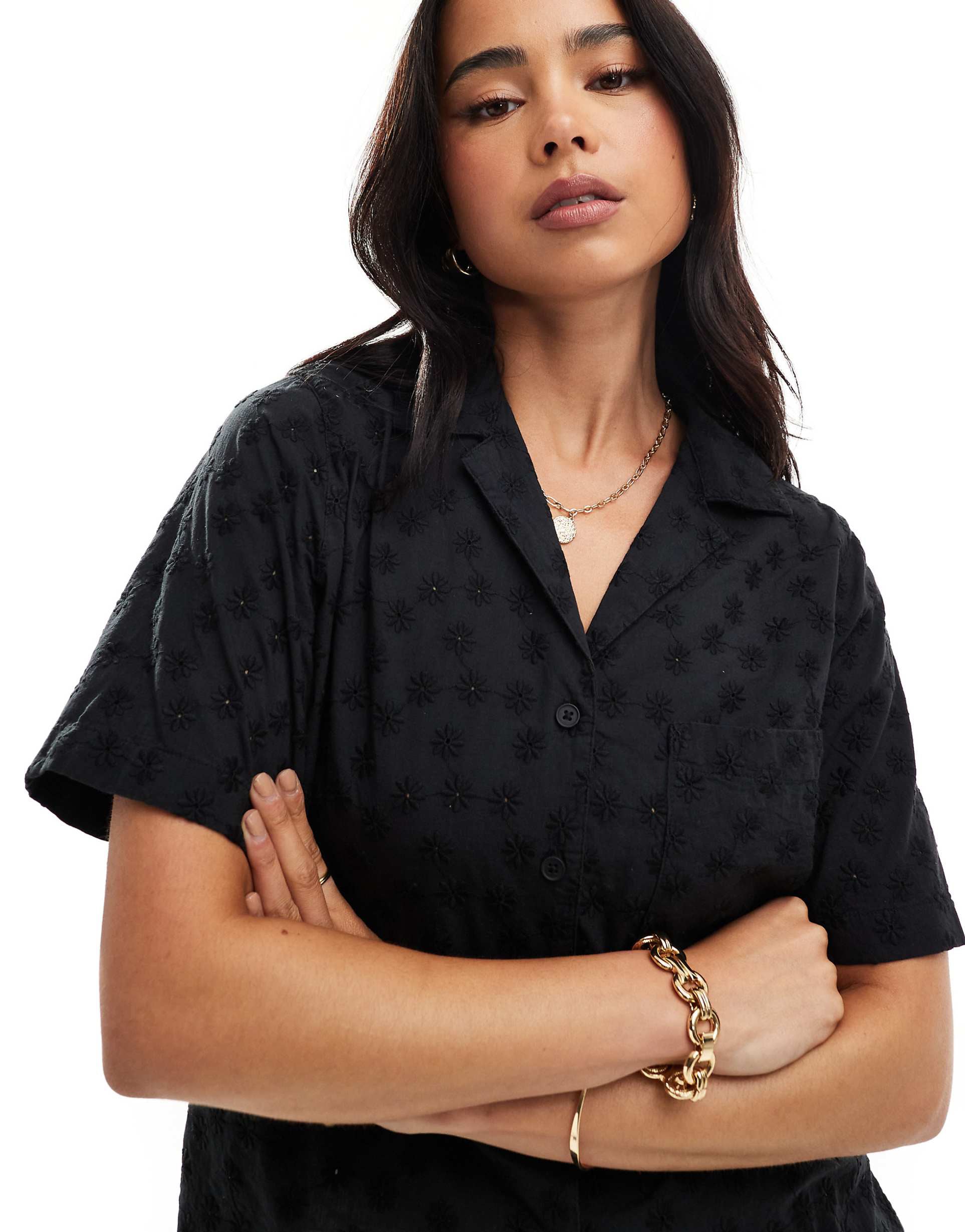 Women's Revere Collar Short sleeve shirt