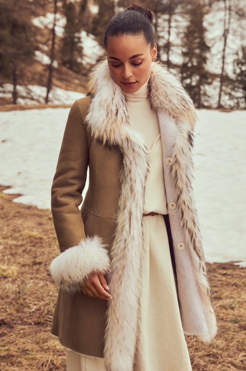 Women's Reversible Fur & Sheepskin Leather Coat