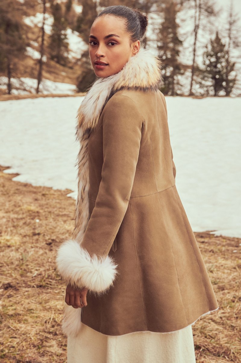 Women's Reversible Fur & Sheepskin Leather Coat