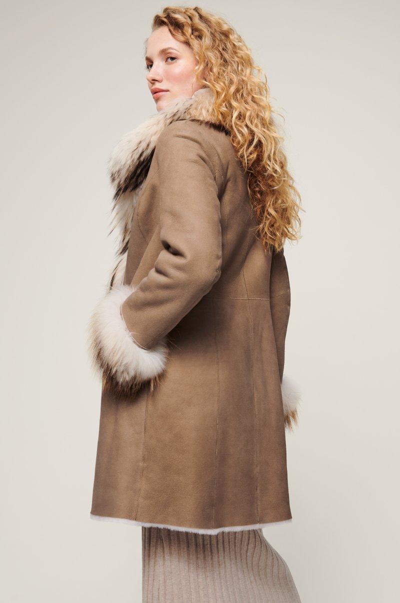 Women's Reversible Fur & Sheepskin Leather Coat