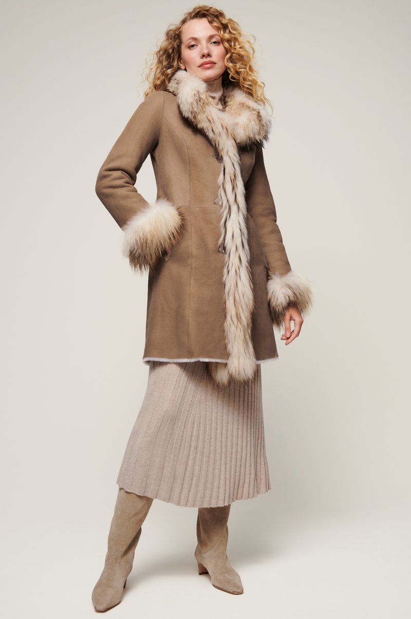 Women's Reversible Fur & Sheepskin Leather Coat