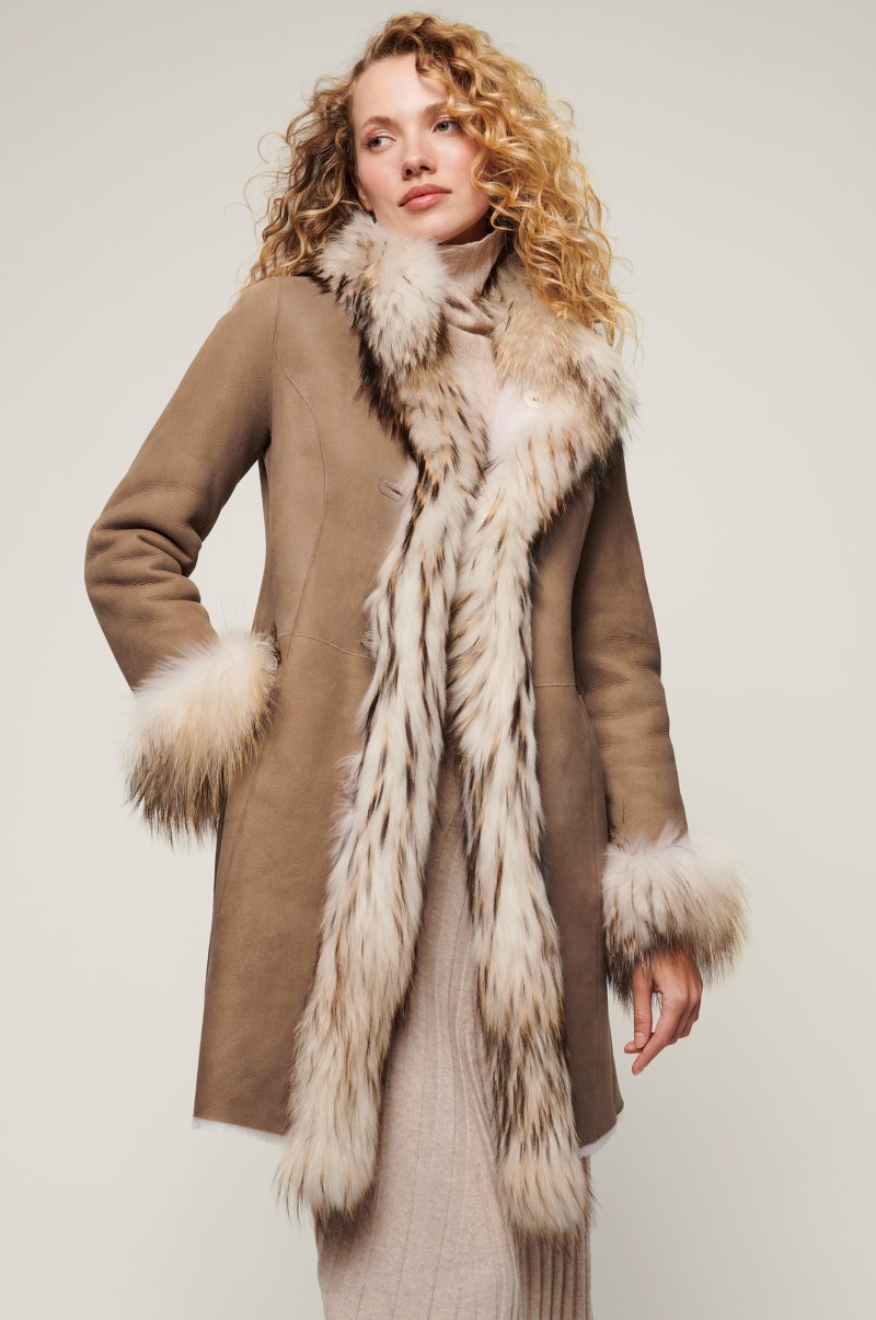 Women's Reversible Fur & Sheepskin Leather Coat