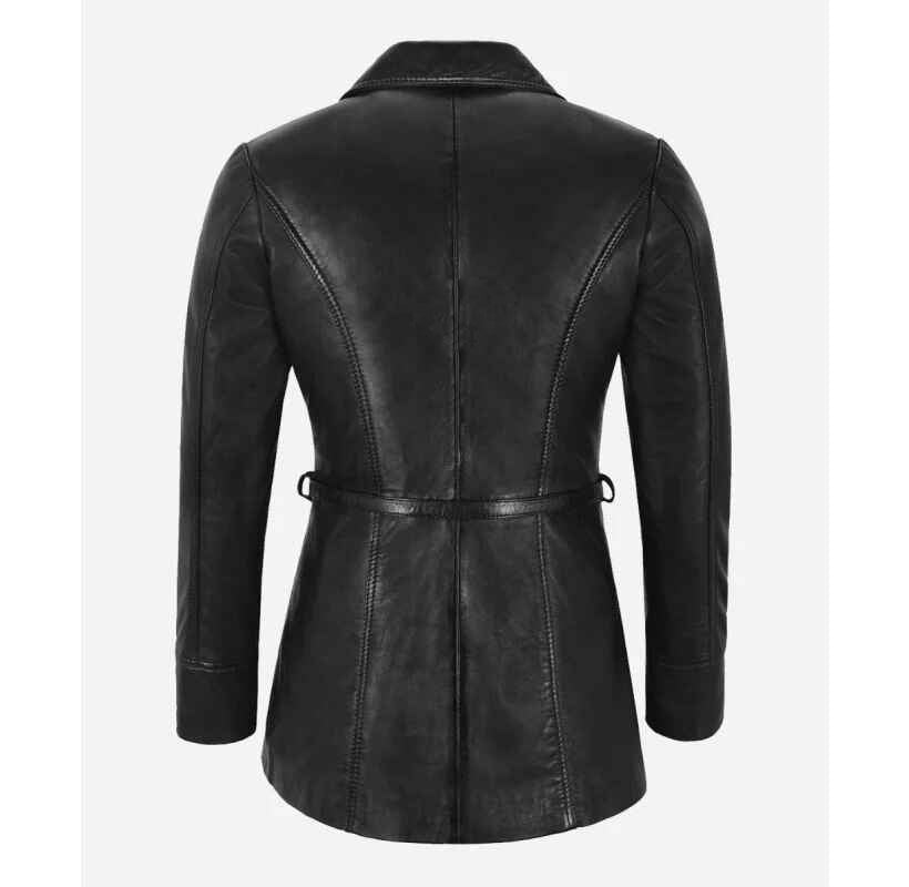 Women's Sarina Mid Length Collared Tie Belt Short Trench Coat