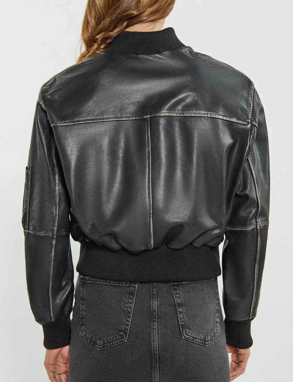 Women's Scarlett Vintage Aviator Bomber Leather Jacket