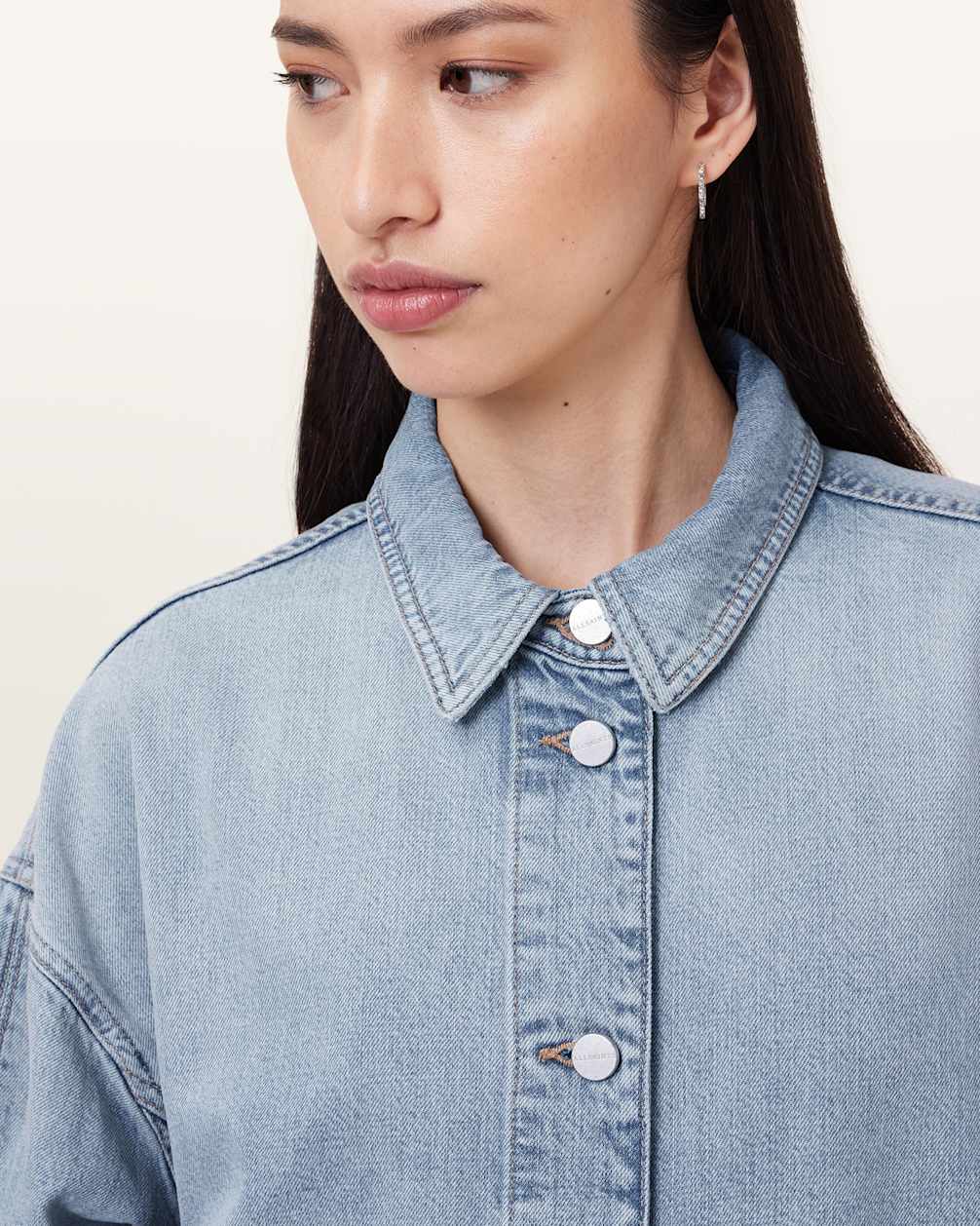 Women's Shacket Style Oversized Denim Shirt