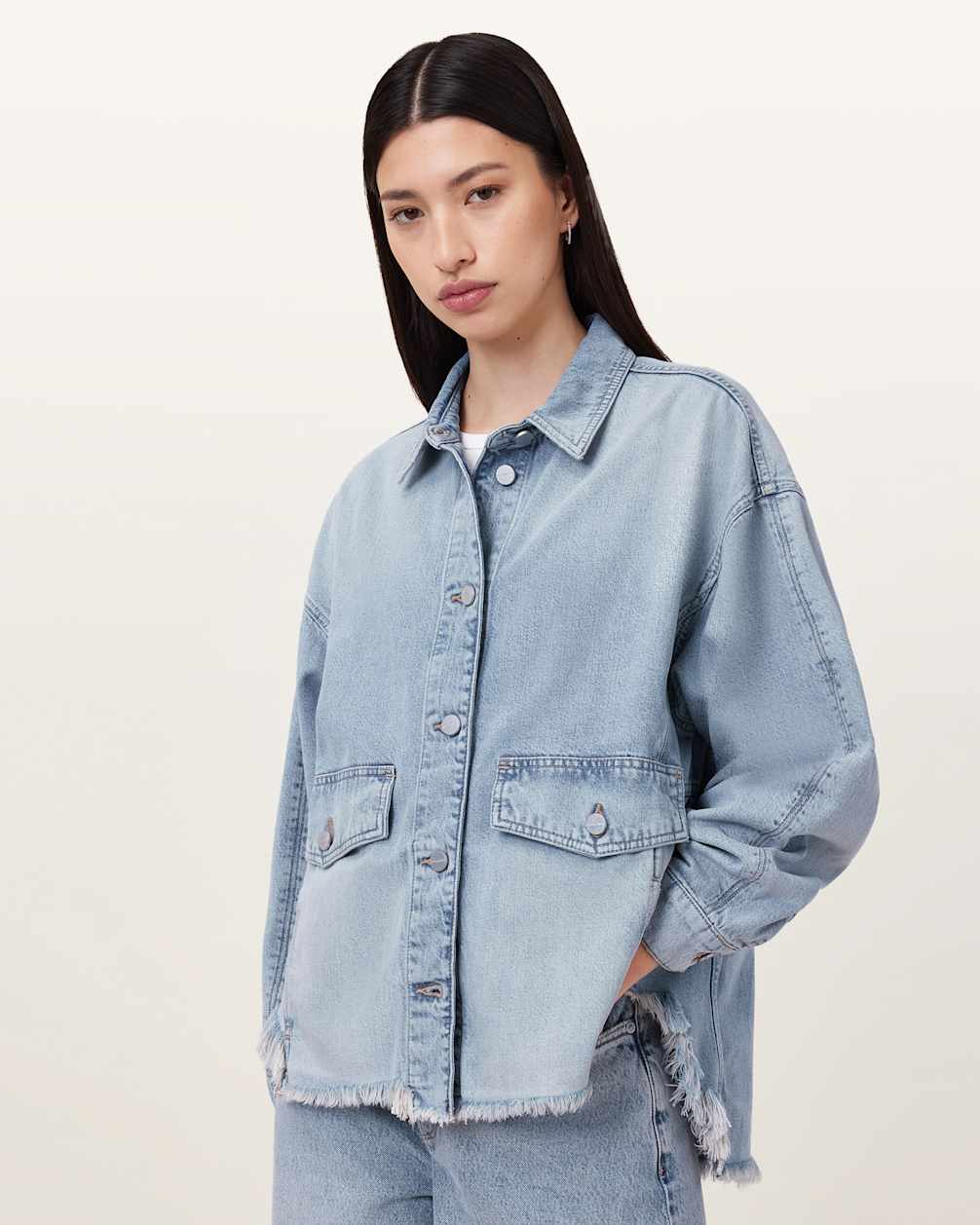 Women's Shacket Style Oversized Denim Shirt