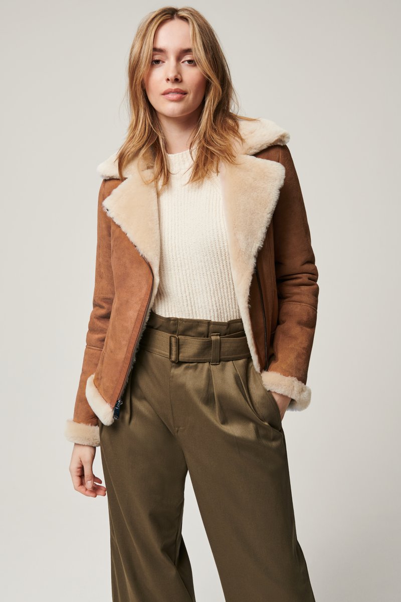 Women's Sheepskin Moto Fur & Shearling Jacket