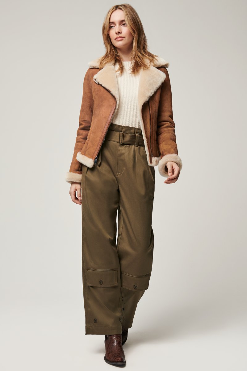 Women's Sheepskin Moto Fur & Shearling Jacket