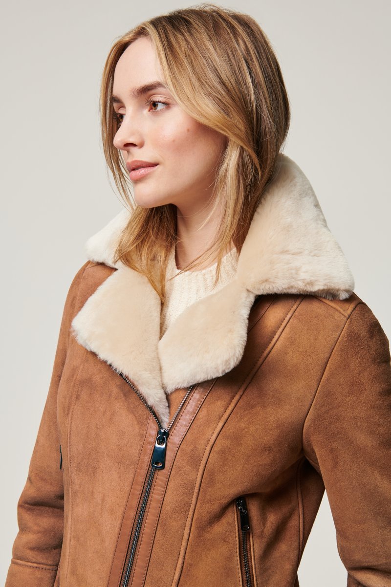 Women's Sheepskin Moto Fur & Shearling Jacket