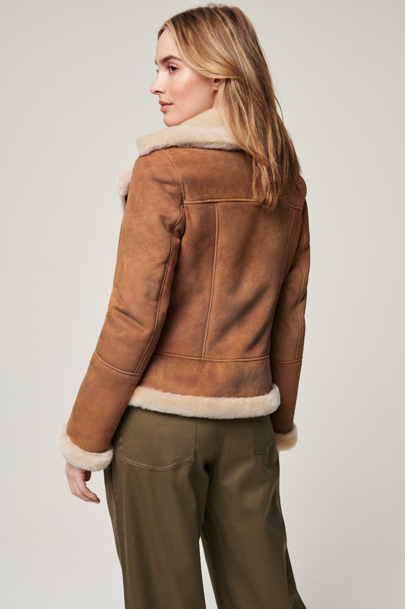 Women's Sheepskin Moto Fur & Shearling Jacket