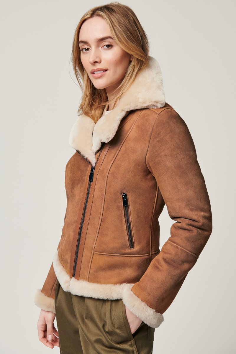 Women's Sheepskin Moto Fur & Shearling Jacket