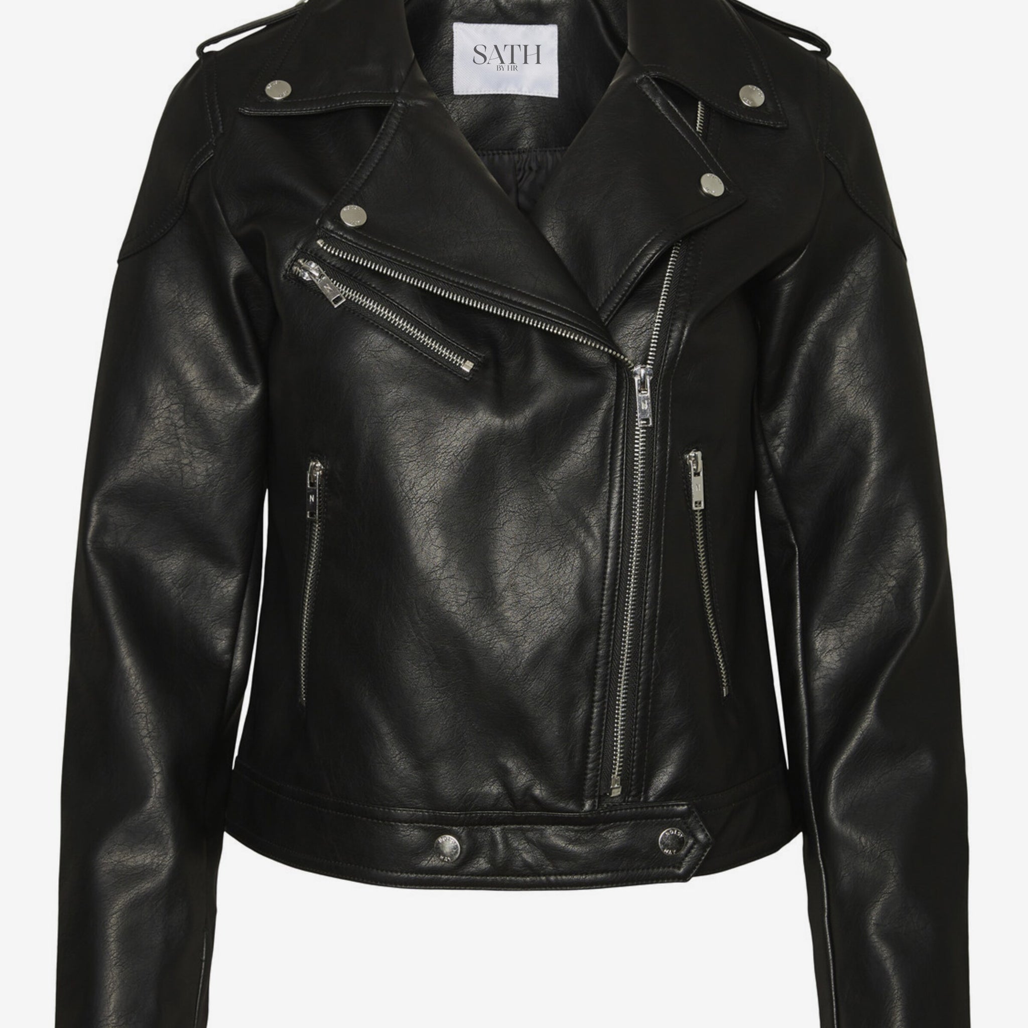 Damen Bikerjacke aus Kunstleder mit Schulterriemen