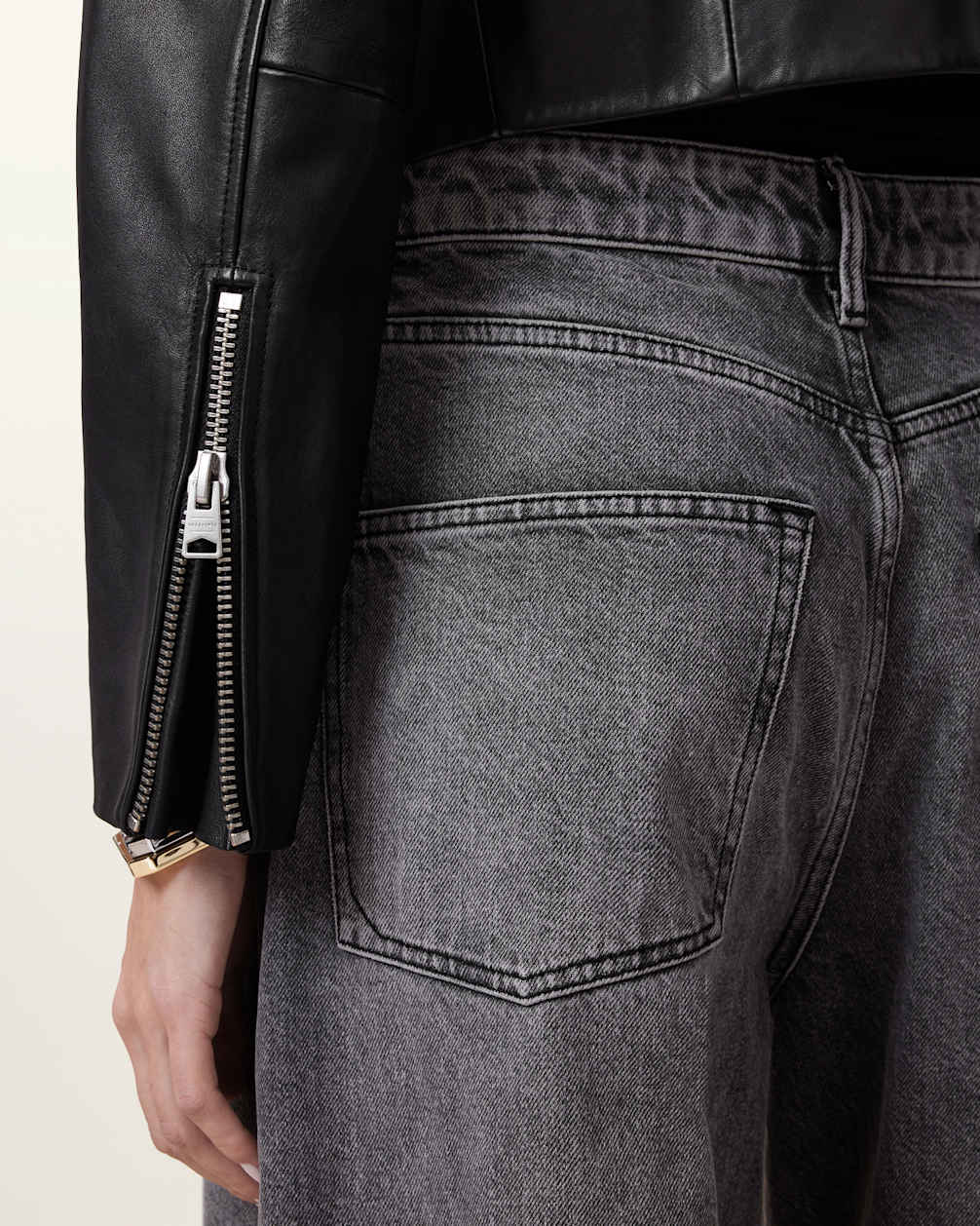 Women's Simple Black Leather Jacket Slim Fit