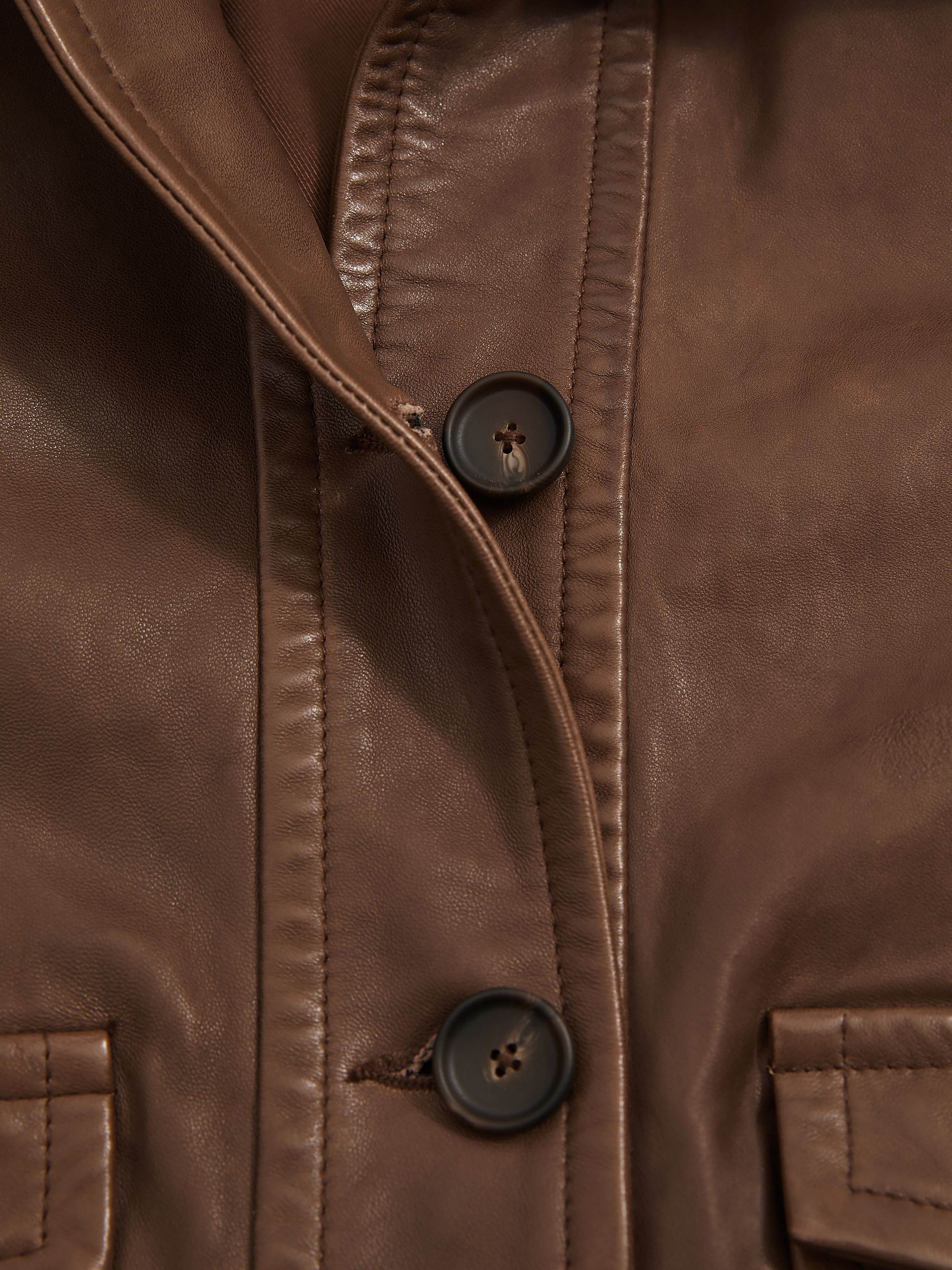 Women's Simple Trucker Leather Jacket