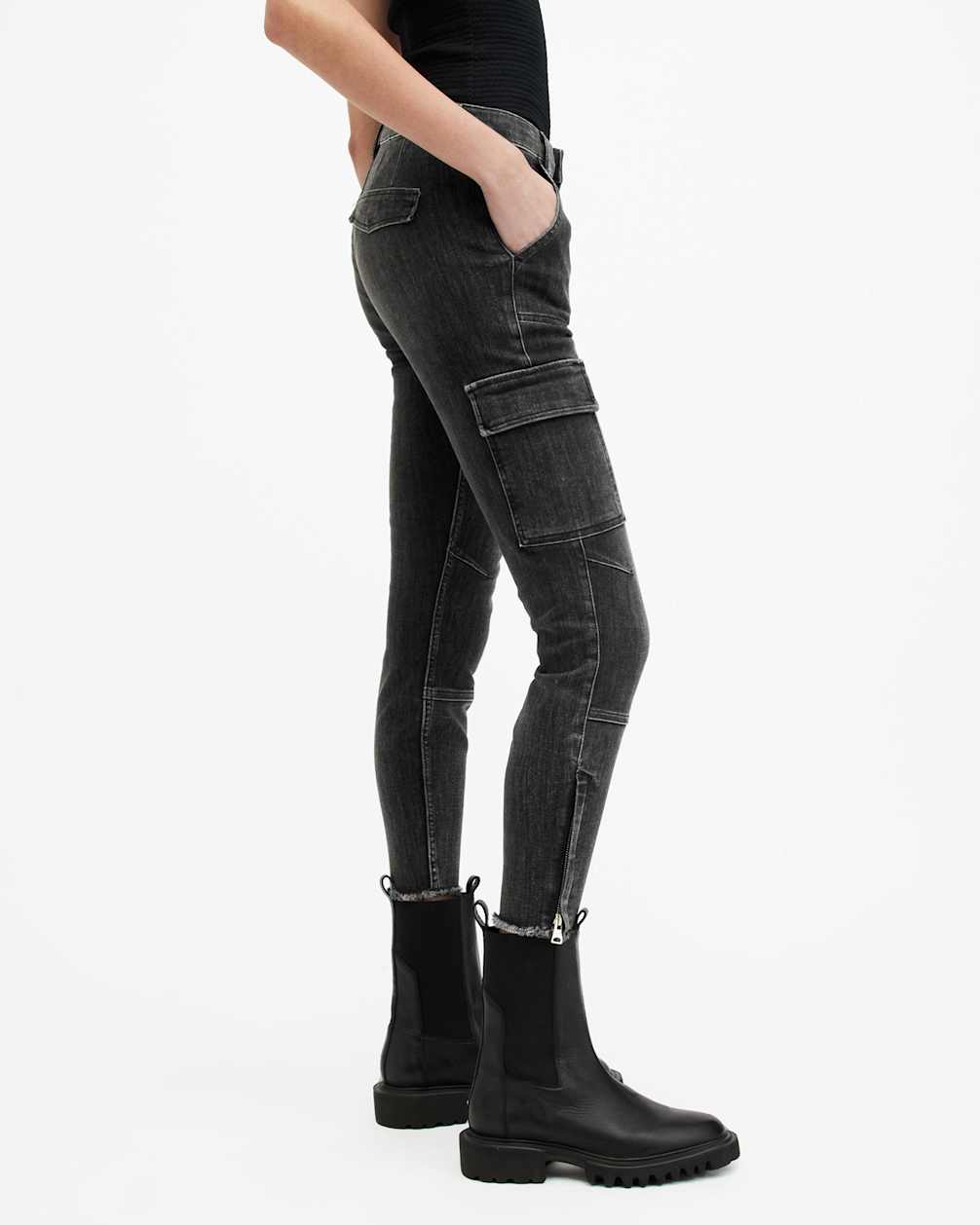 Women's Skinny Cargo Stretched Denim Pants