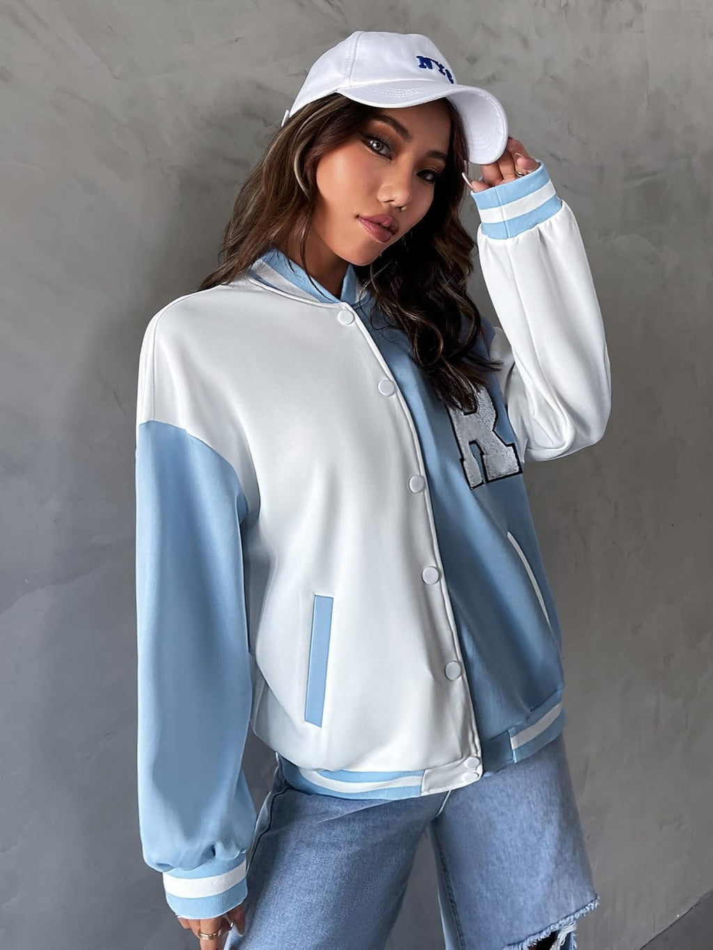 Women's Sky Letter Patched  Varsity Jacket