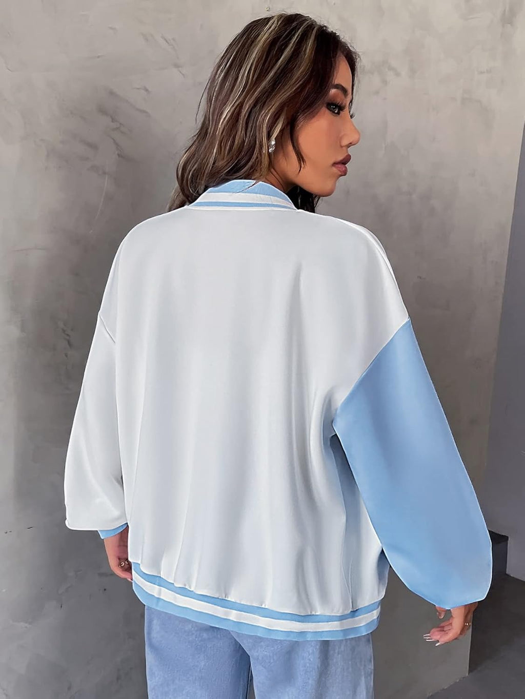 Women's Sky Letter Patched  Varsity Jacket