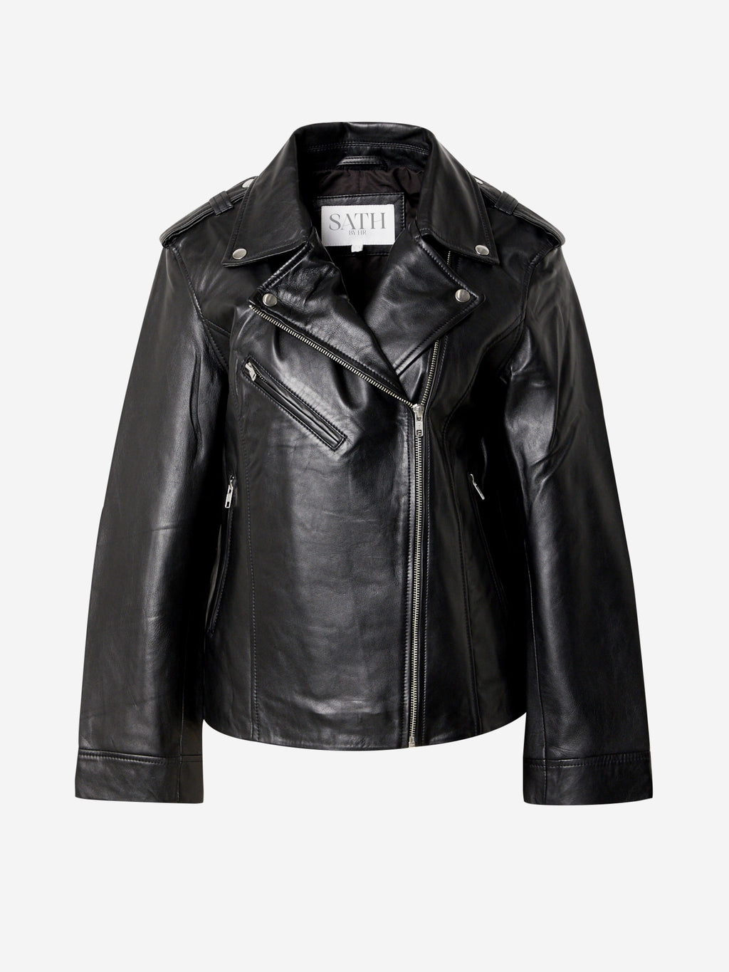 Women's Sleek Fabric Leather Biker Jacket