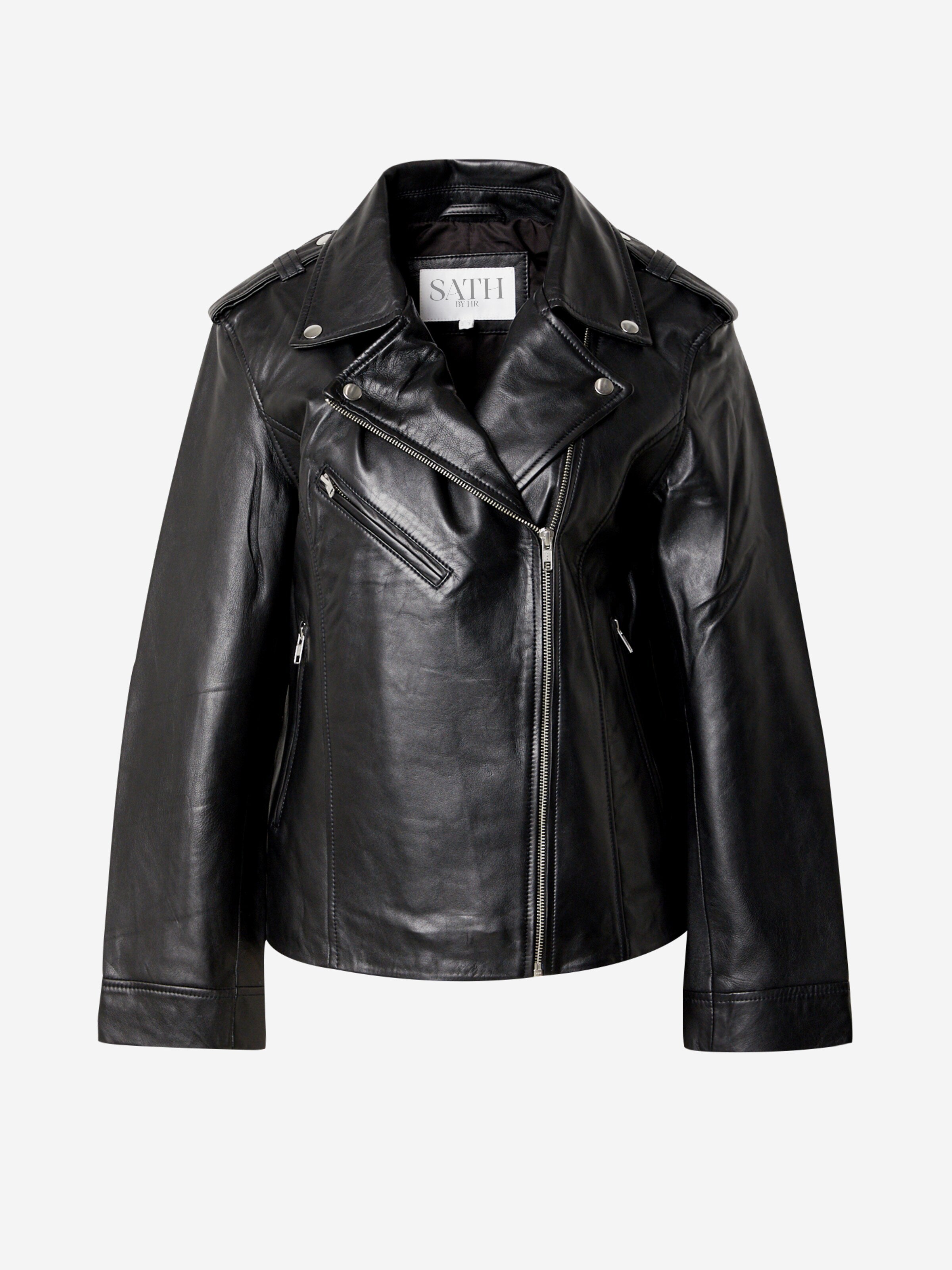 Women's Sleek Fabric Leather Biker Jacket