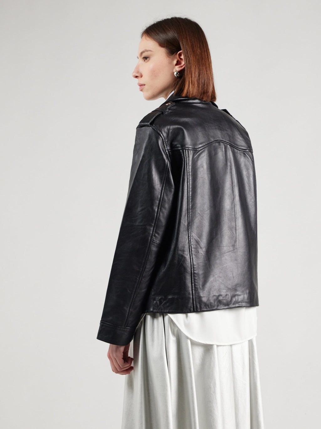 Women's Sleek Fabric Leather Biker Jacket