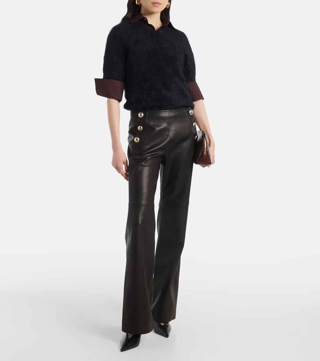 Women's Sleek Statement Flared Leather Pant