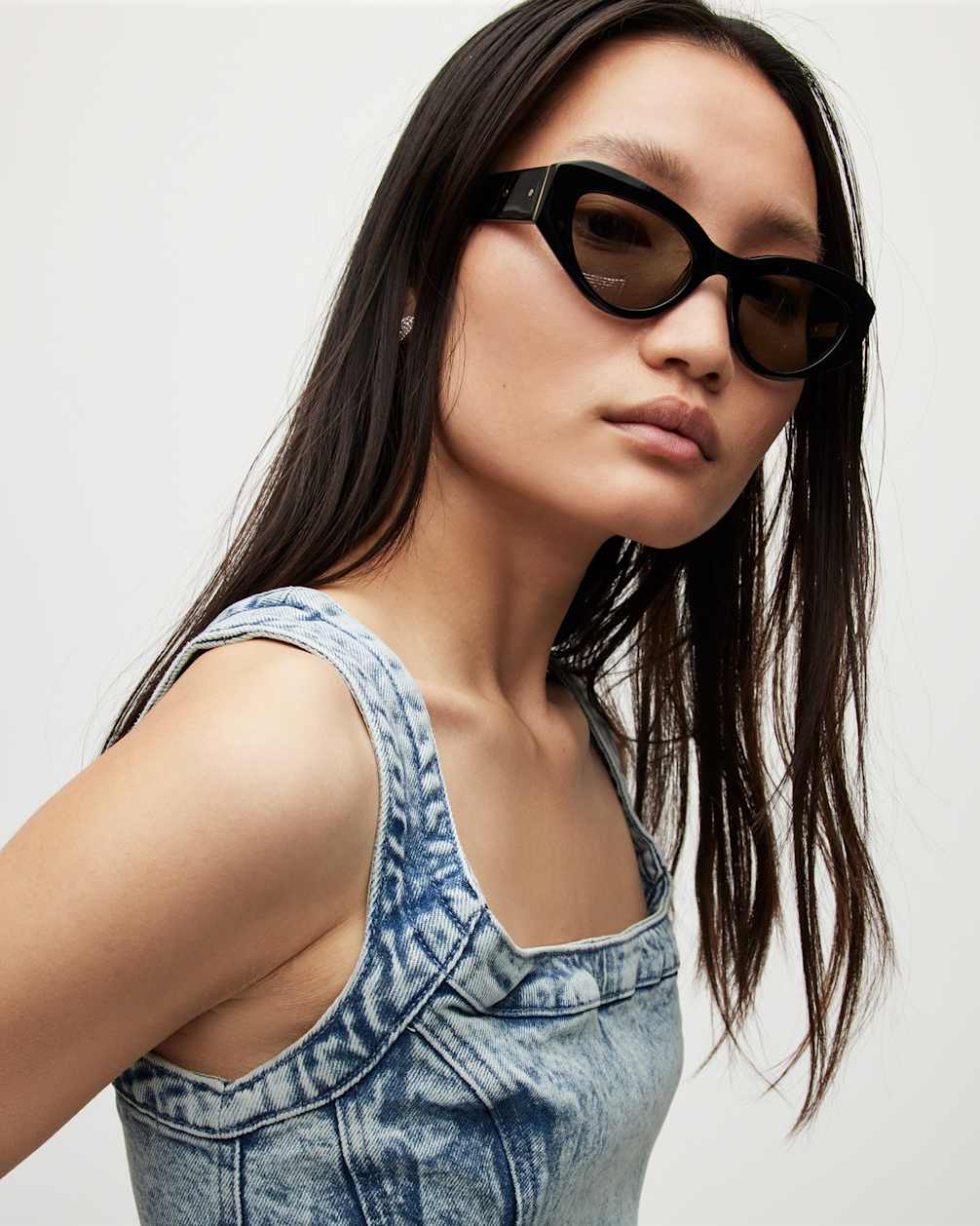 Women's Sleeveless Denim Cropped Corset Shirt