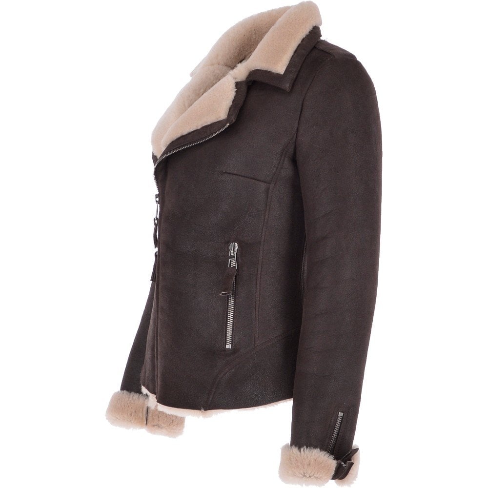 Women's Slim Fit Luxury Shearling Leather Jacket
