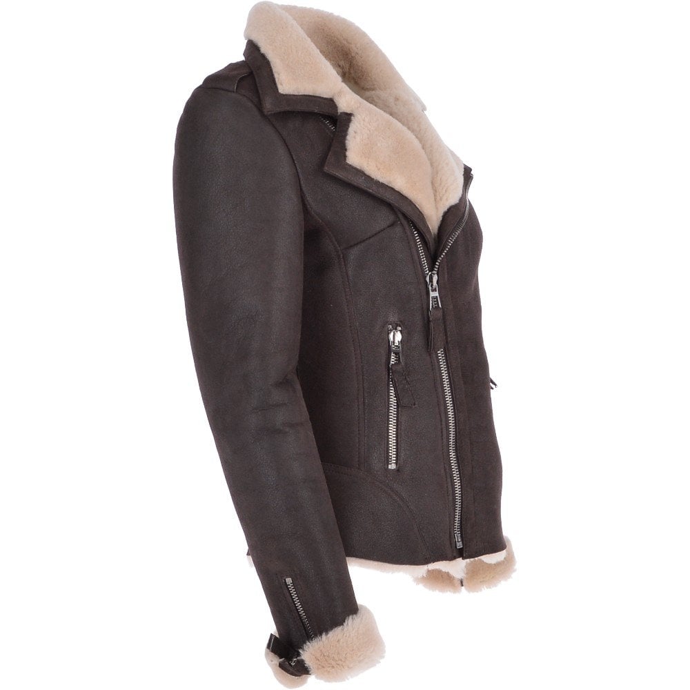 Women's Slim Fit Luxury Shearling Leather Jacket