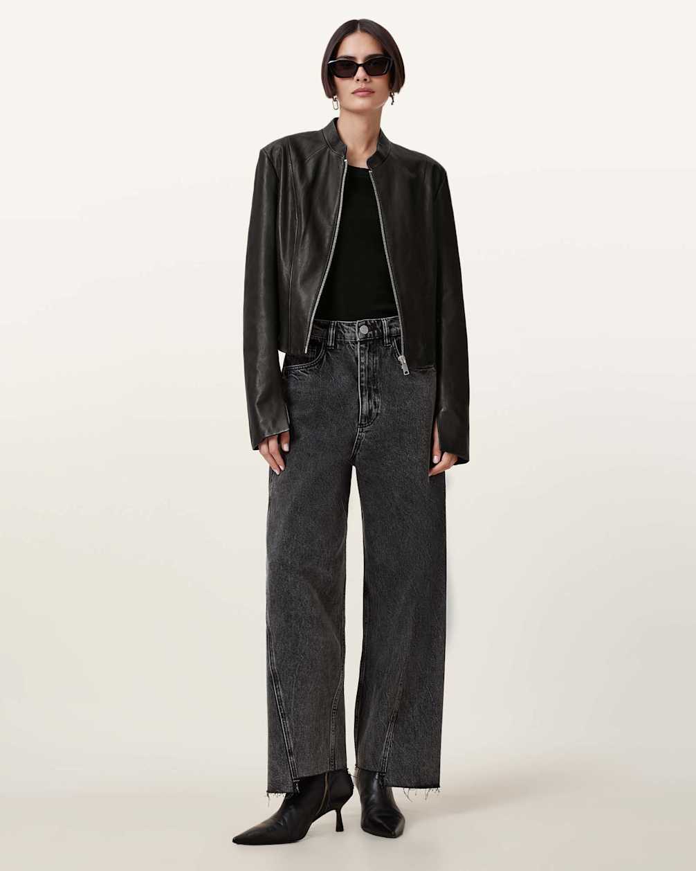 Women's Slim Fit Slit Cuffs Leather Jacket