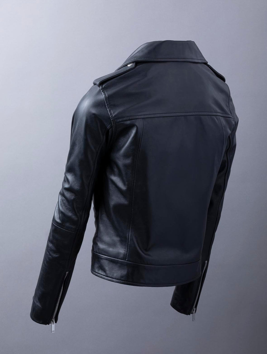 Women's Slim Fit Zipped Cuff Leather Biker Jacket