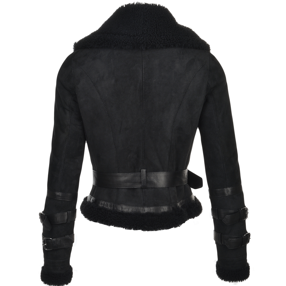 Women's Slim Fitted Sheepskin Aviator Leather Jacket