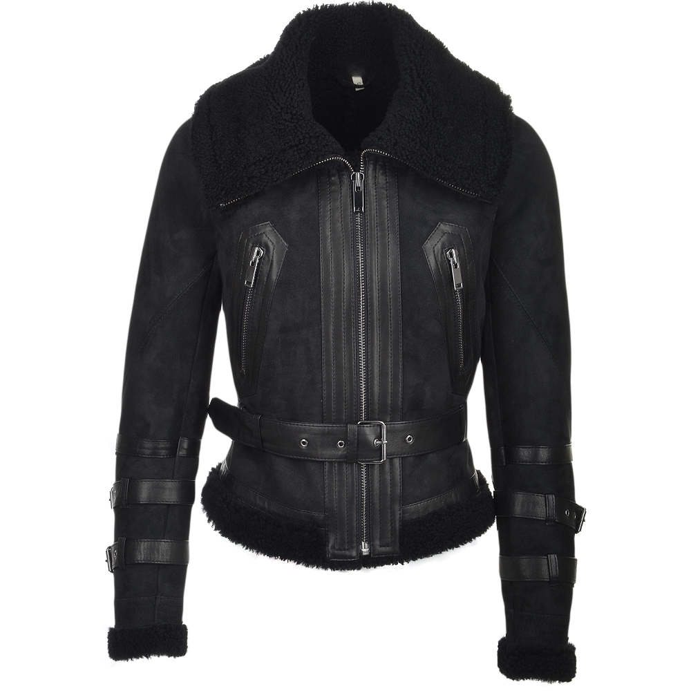 Women's Slim Fitted Sheepskin Aviator Leather Jacket