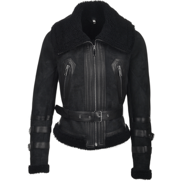 Women's Slim Fitted Sheepskin Aviator Leather Jacket