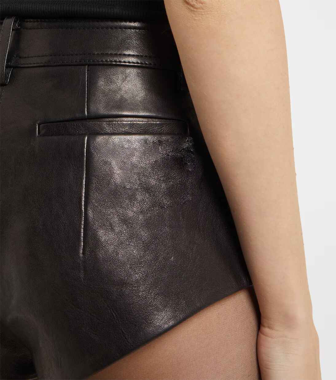 Women's Snap Buttoned High Rise Leather Shorts
