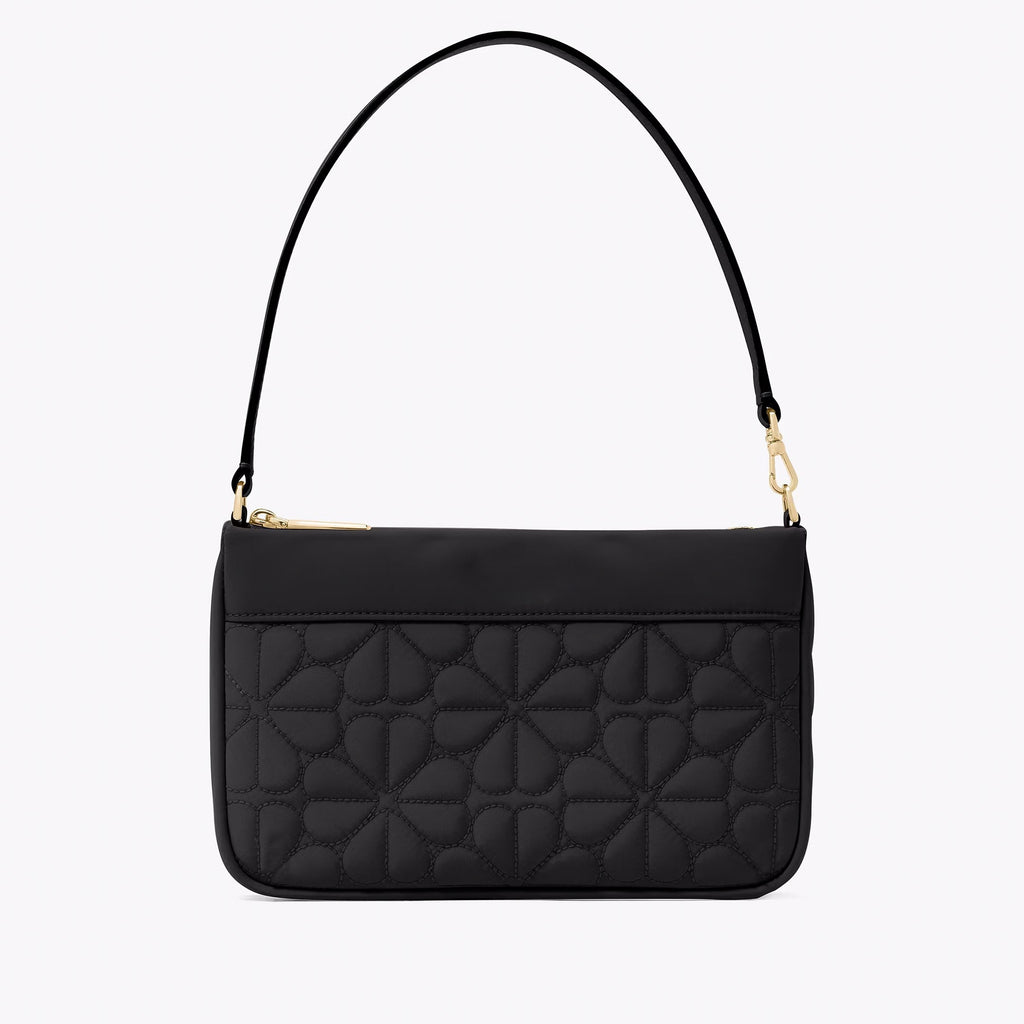 Women's Spade Flower Quilted Fabric Convertible Wristlet Leather Wallet