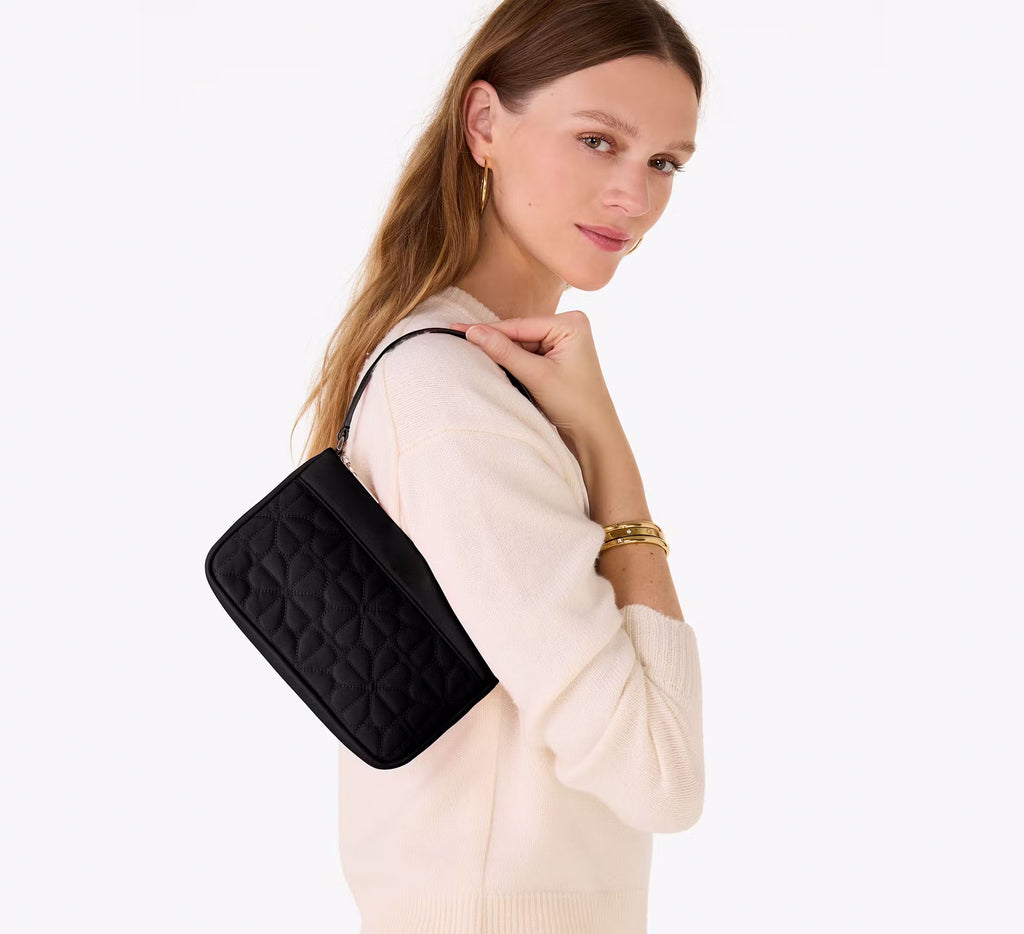 Women's Spade Flower Quilted Fabric Convertible Wristlet Leather Wallet