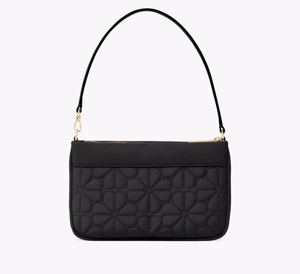 Women's Spade Flower Quilted Fabric Convertible Wristlet Leather Wallet