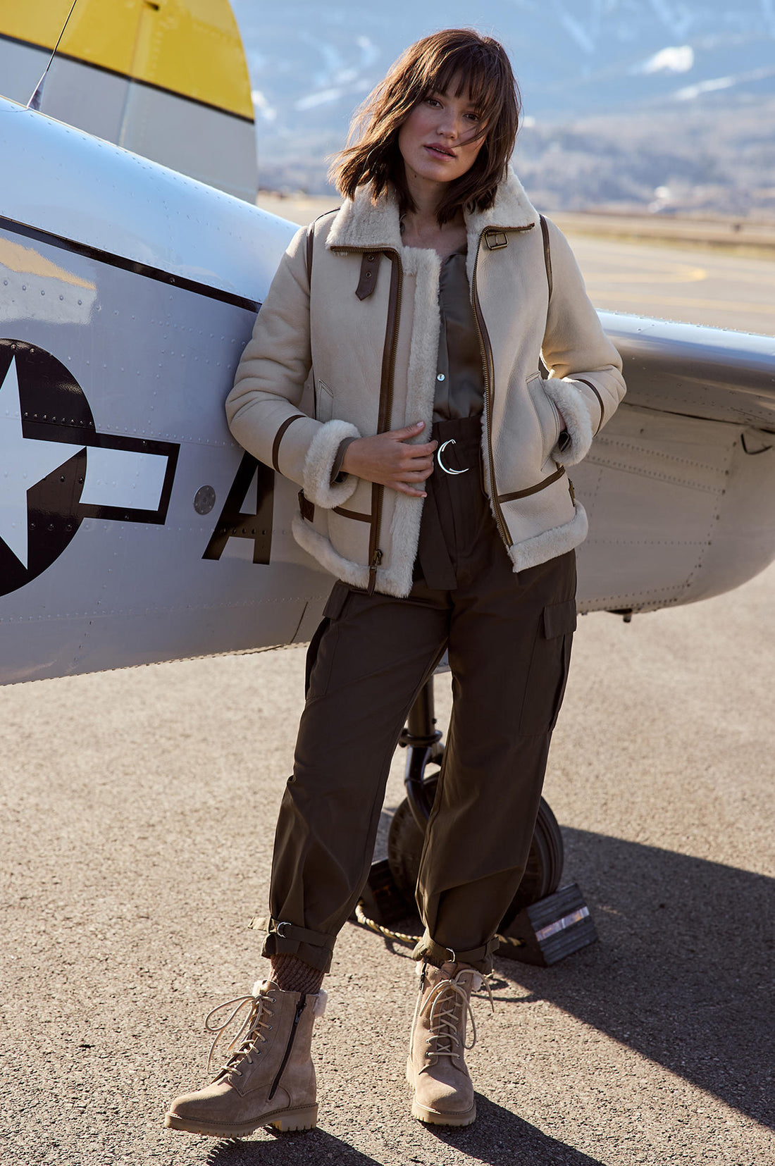 Damen Special Edition B-3 Bomberjacke aus Schaffell und Lammfell 