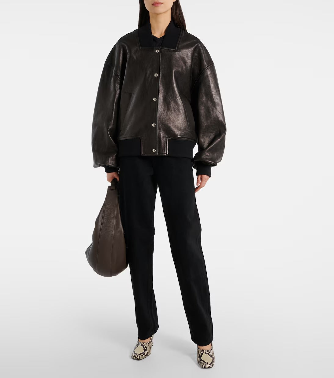 Women's Spence Black Aviator Bomber Leather Jacket