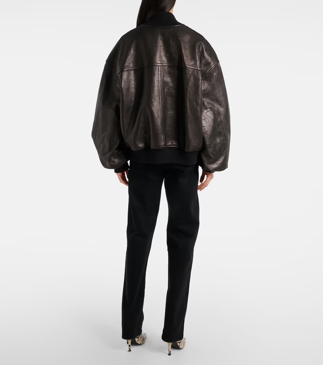 Women's Spence Black Aviator Bomber Leather Jacket