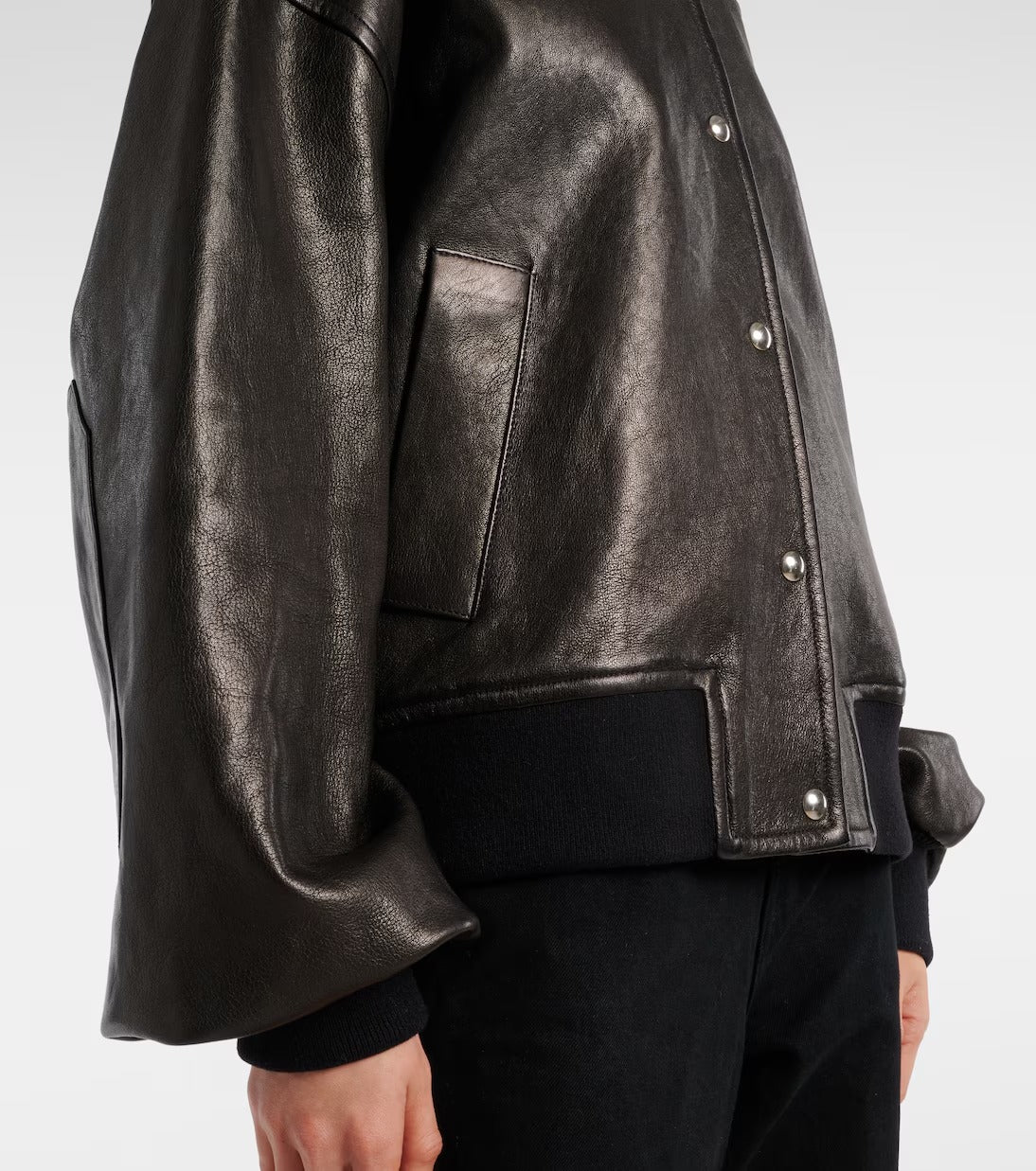 Women's Spence Black Aviator Bomber Leather Jacket
