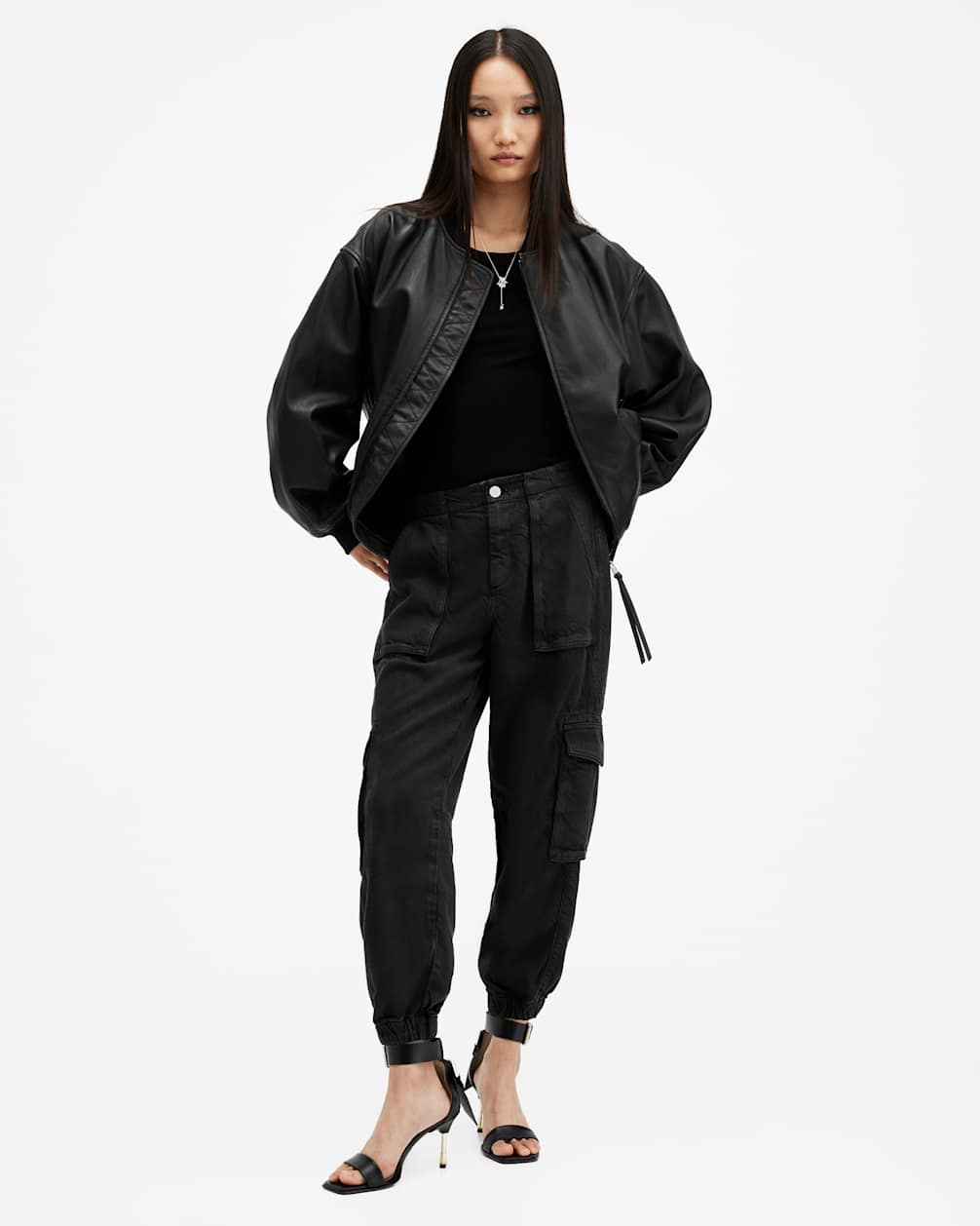 Women's Tapered Slim Leg Denim Cargo Pants