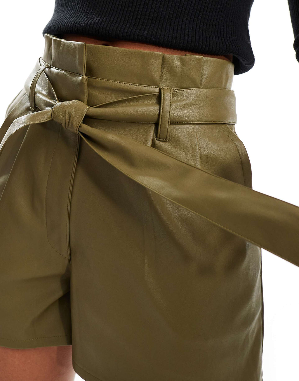 Women's Tie Waist Leather Shorts