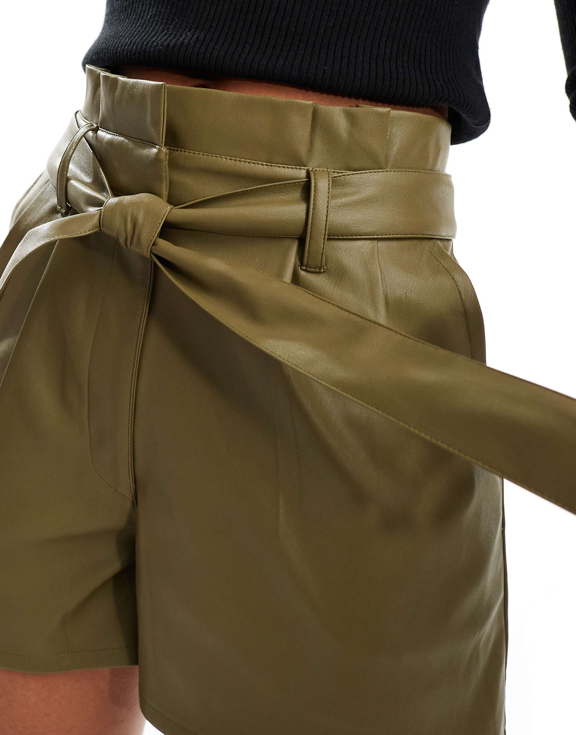 Women's Tie Waist Leather Shorts