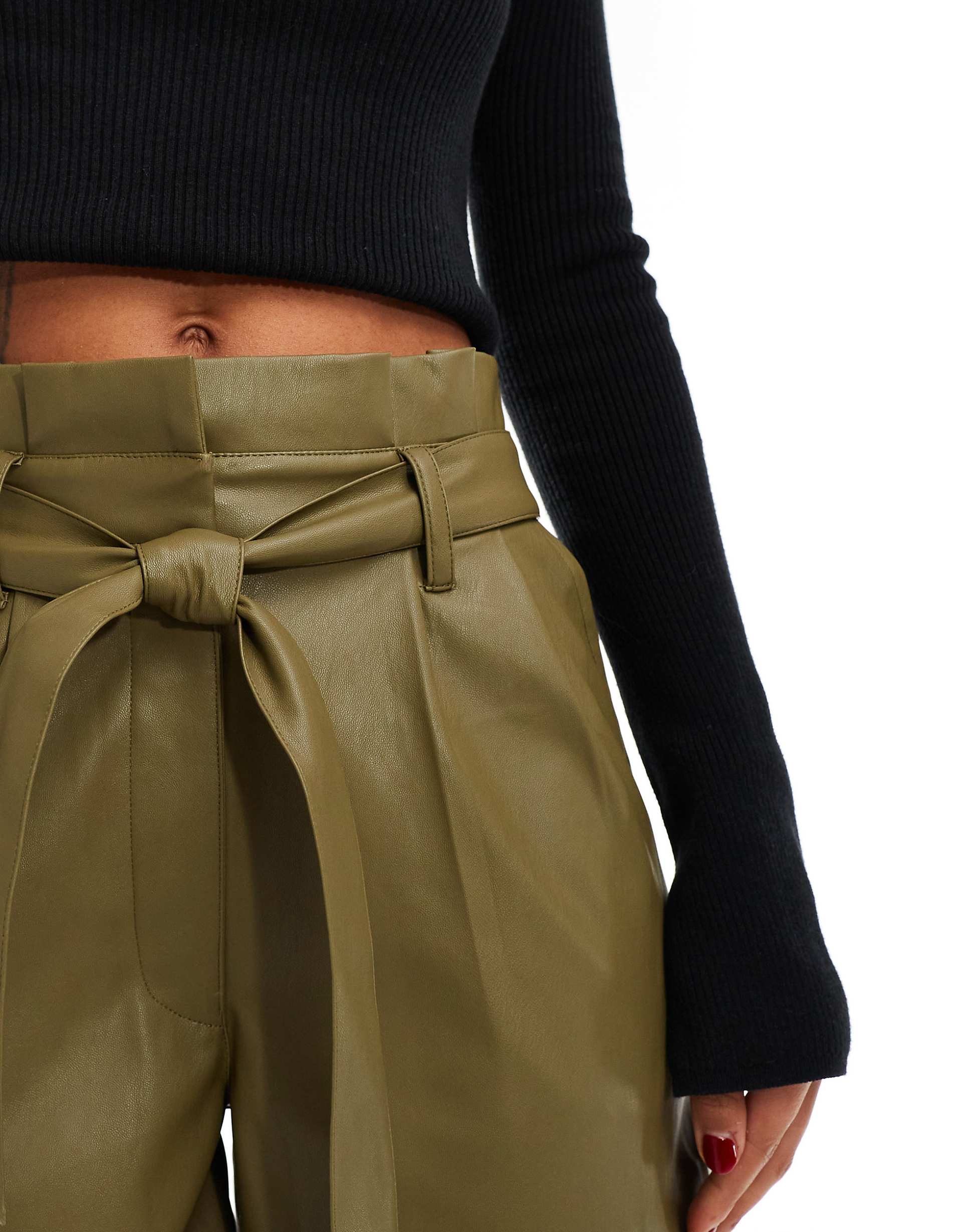 Women's Tie Waist Leather Shorts